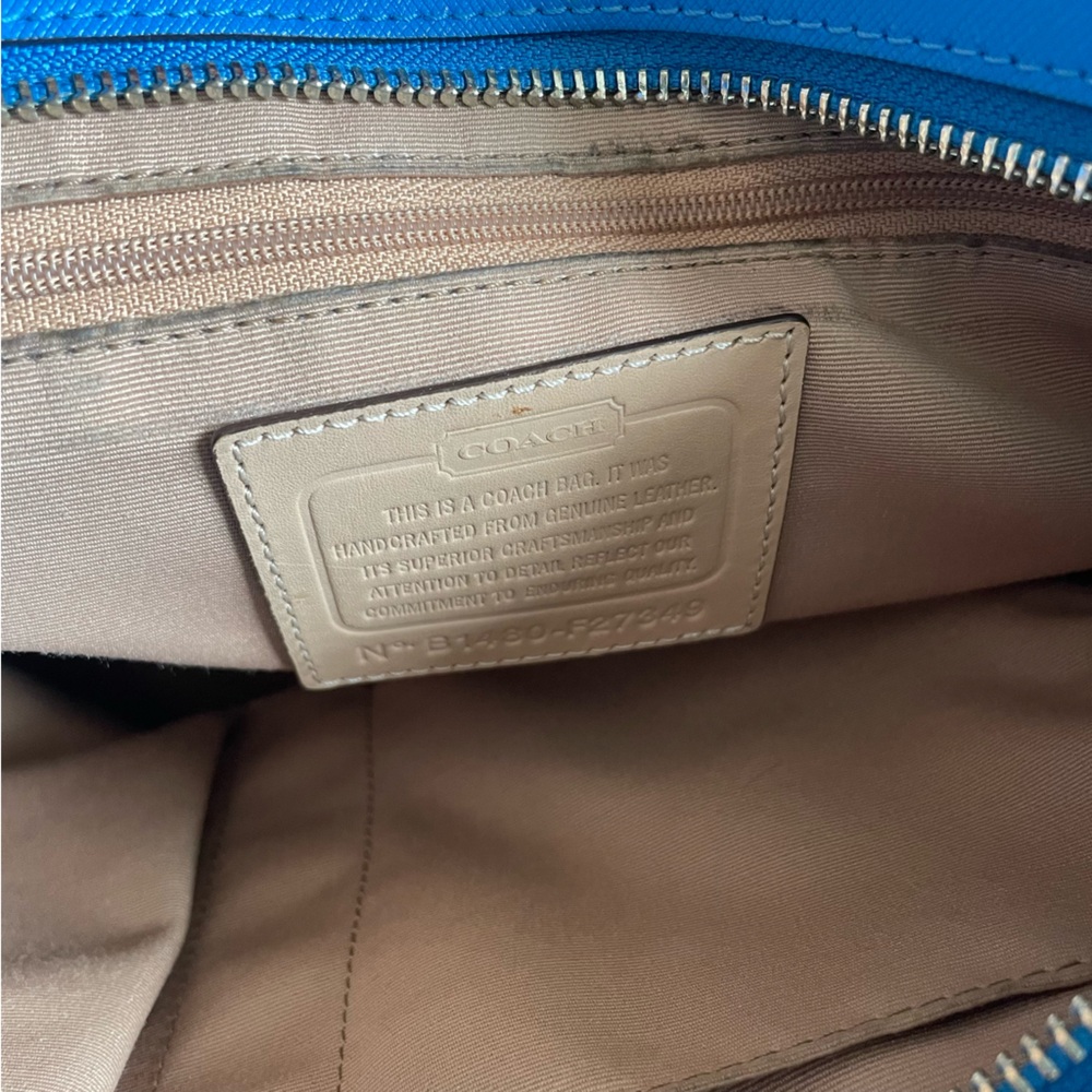 Coach Peyton Zip Top Tote Cerulean Blue Saffiano Leather Shoulder Bag - Picture 3 of 14